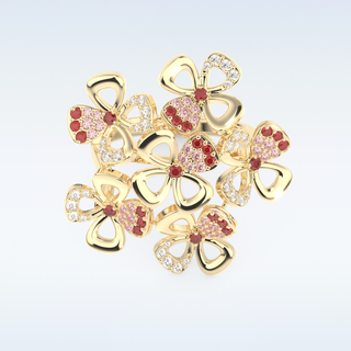 Beautiful Floral Cocktail Style Wedding Band with 0.58 CT Round Cut Moissanite