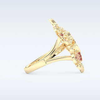 Beautiful Floral Cocktail Style Wedding Band with 0.58 CT Round Cut Moissanite