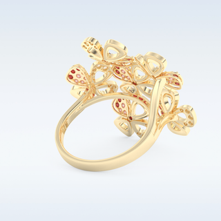 Beautiful Floral Cocktail Style Wedding Band with 0.58 CT Round Cut Moissanite