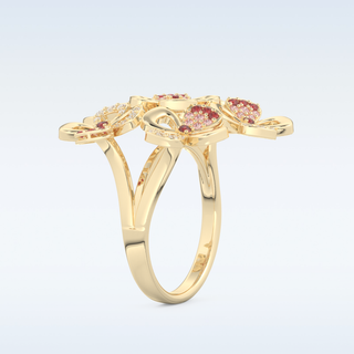 Beautiful Floral Cocktail Style Wedding Band with 0.58 CT Round Cut Moissanite