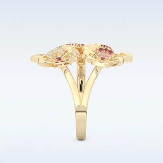 Beautiful Floral Cocktail Style Wedding Band with 0.58 CT Round Cut Moissanite