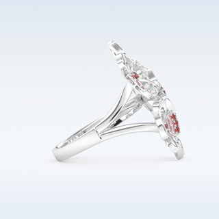 Beautiful Floral Cocktail Style Wedding Band with 0.58 CT Round Cut Moissanite