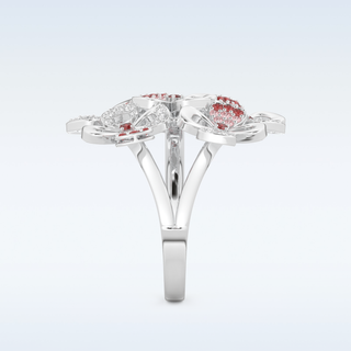 Beautiful Floral Cocktail Style Wedding Band with 0.58 CT Round Cut Moissanite