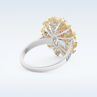 Floral Cocktail Style 0.18 CT Engagement Ring Featuring Marquise Moissanite