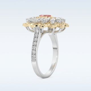 Floral Cocktail Style 0.18 CT Engagement Ring Featuring Marquise Moissanite