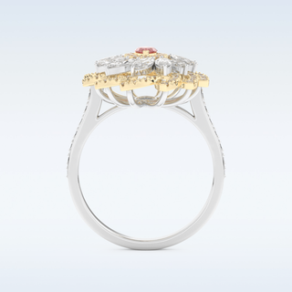 Floral Cocktail Style 0.18 CT Engagement Ring Featuring Marquise Moissanite