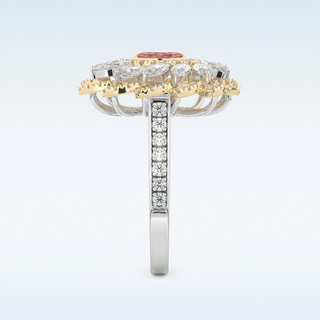 Floral Cocktail Style 0.18 CT Engagement Ring Featuring Marquise Moissanite