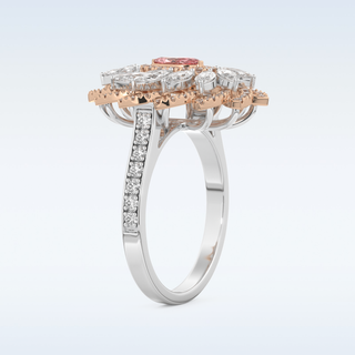 Floral Cocktail Style 0.18 CT Engagement Ring Featuring Marquise Moissanite