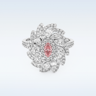 Floral Cocktail Style 0.18 CT Engagement Ring Featuring Marquise Moissanite