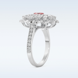 Floral Cocktail Style 0.18 CT Engagement Ring Featuring Marquise Moissanite