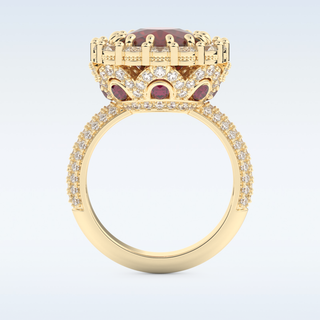 Vintage 8.21 CT Halo Engagement Ring Featuring Red Cushion Moissanite