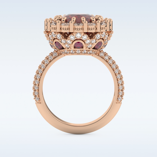 Vintage 8.21 CT Halo Engagement Ring Featuring Red Cushion Moissanite