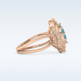 Beautiful Split Shank 1.43 CT Engagement Ring Featuring Blue Oval Moissanite