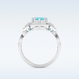 Beautiful Split Shank 1.43 CT Engagement Ring Featuring Blue Oval Moissanite