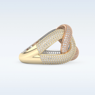 Connected White/Yellow/Rose Metal Wedding Band with 1.33 CT Round Cut Moissanite