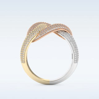 Connected White/Yellow/Rose Metal Wedding Band with 1.33 CT Round Cut Moissanite