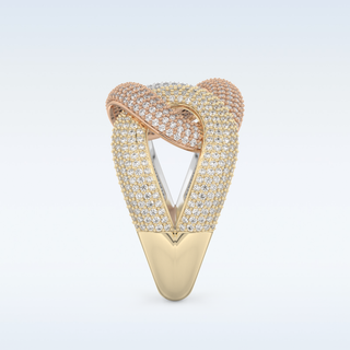 Connected White/Yellow/Rose Metal Wedding Band with 1.33 CT Round Cut Moissanite