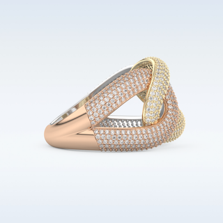Connected White/Yellow/Rose Metal Wedding Band with 1.33 CT Round Cut Moissanite
