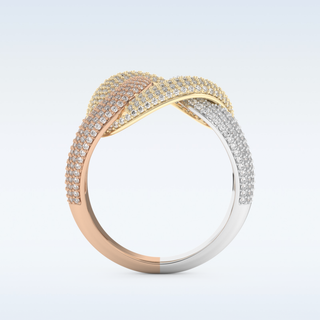 Connected White/Yellow/Rose Metal Wedding Band with 1.33 CT Round Cut Moissanite
