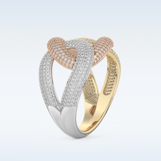 Connected White/Yellow/Rose Metal Wedding Band with 1.33 CT Round Cut Moissanite