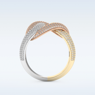 Connected White/Yellow/Rose Metal Wedding Band with 1.33 CT Round Cut Moissanite