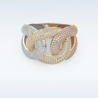 Connected White/Yellow/Rose Metal Wedding Band with 1.33 CT Round Cut Moissanite
