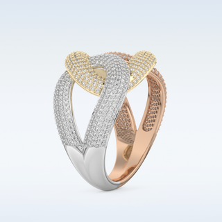 Connected White/Yellow/Rose Metal Wedding Band with 1.33 CT Round Cut Moissanite