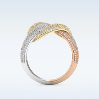 Connected White/Yellow/Rose Metal Wedding Band with 1.33 CT Round Cut Moissanite