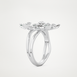 Beautiful Floral Style Wedding Band with 0.13 CT Round Cut Moissanite 4