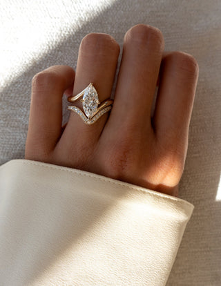 2.5 CT Marquise Cut Solitaire Lab Grown Diamond Ring With Wrap Classic Plain Band
