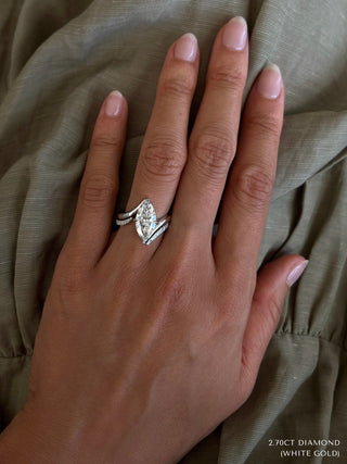 2.5 CT Marquise Cut Solitaire Lab Grown Diamond Ring With Wrap Pave Band