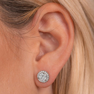 1.5 CT Round Cut Halo Stud Moissanite Earrings 3