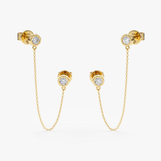 1.0 CT Round Bezel Solitaire Lab Grown Diamond Earrings