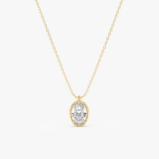 1.0 CT Round Bezel Solitaire Lab Grown Diamond Necklace