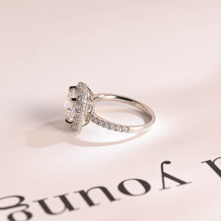 Stunning 1.0 - 2.0 CT Cushion Moissanite Engagement Ring With Pave & Halo Design 3