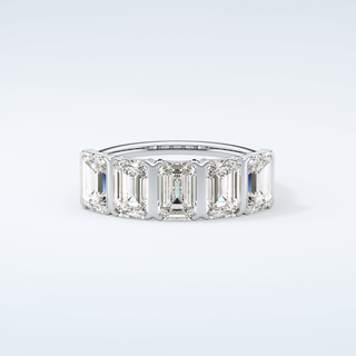 2.5 TCW Emerald Shaped Moissanite Wedding Band 13