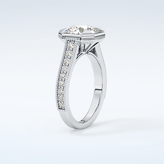 2.0 CT Round Cut Cathedral Pave Moissanite Engagement Ring 18