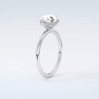 2.0 CT East West Oval Cut Hidden Halo Moissanite Engagement Ring