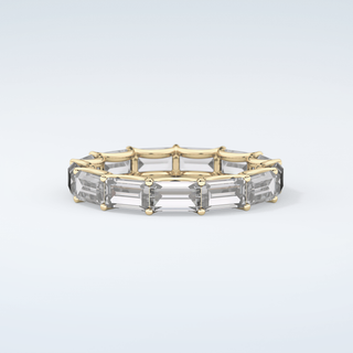 2.55 TCW Emerald Shaped Moissanite Wedding Band 4