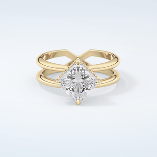 2.0 CT Princess Cut Double Shank Style Moissanite Engagement Ring 1