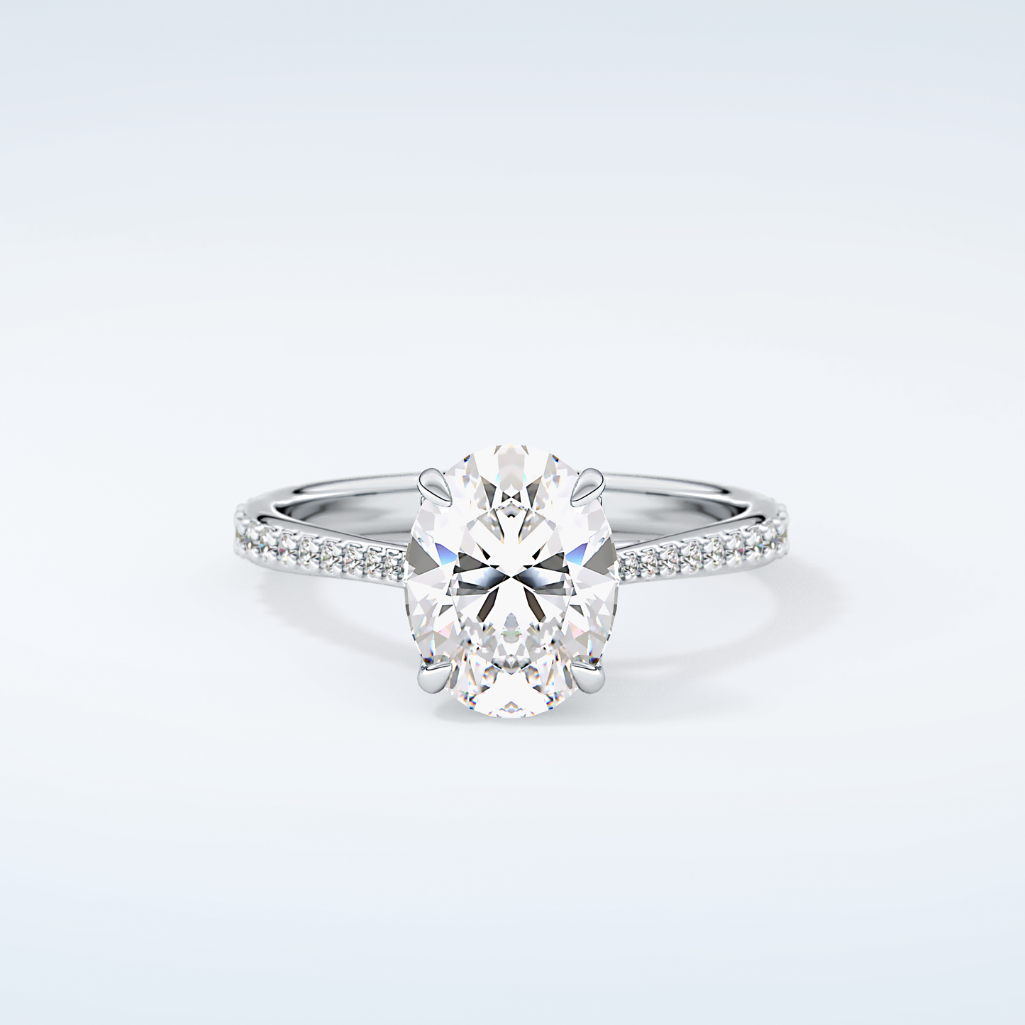 1.5 CT Oval Cut Pave Style Moissanite Engagement Ring