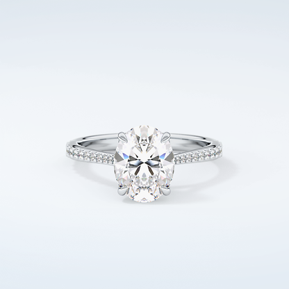 1.5 CT Oval Cut Pave Style Moissanite Engagement Ring