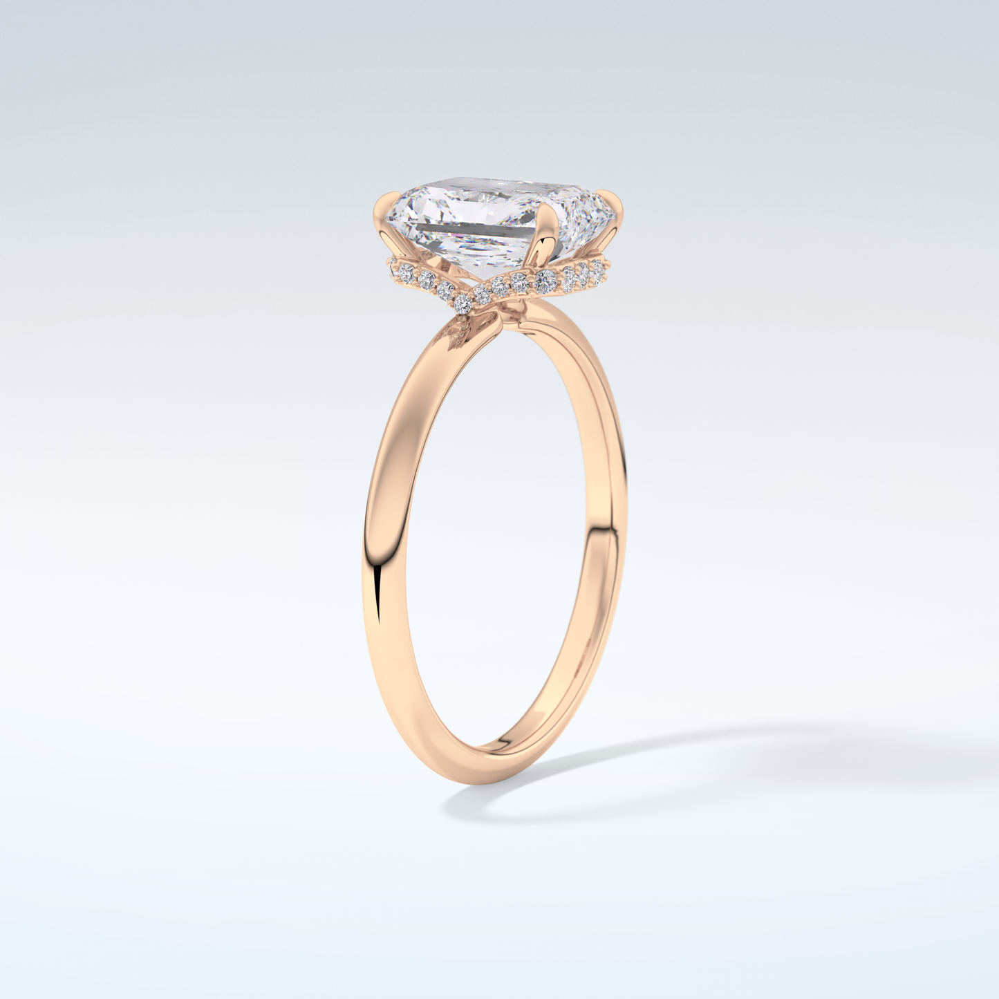 2.0 CT Radiant Cut Hidden Halo Moissanite Engagement Ring