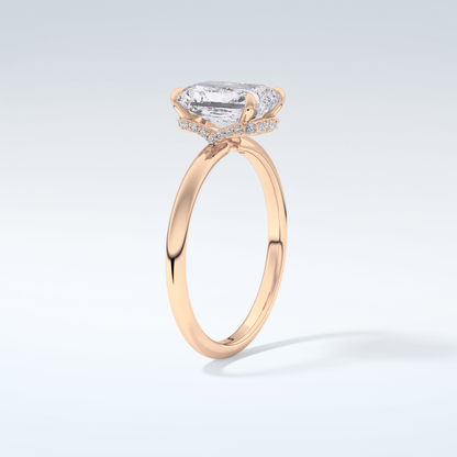 2.0 CT Radiant Cut Hidden Halo Moissanite Engagement Ring