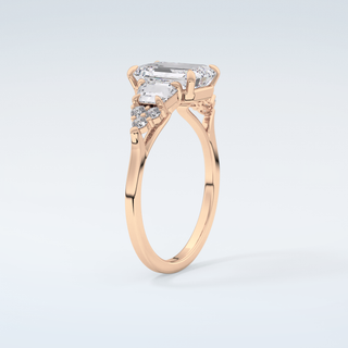 2.0 CT  Emerald Cut Cluster Style Moissanite Engagement Ring 12