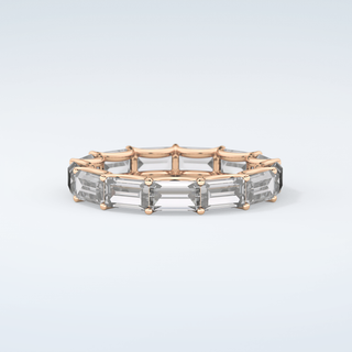 2.55 TCW Emerald Shaped Moissanite Wedding Band 10