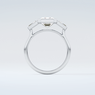 2.0 CT Emerald Cut Three Stone Bezel Moissanite Engagement Ring 14