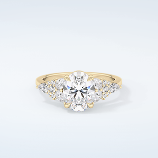 2.0 CT Oval Cut Cluster Moissanite Engagement Ring 1