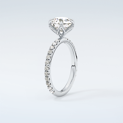 1.5  CT Round Cut Pave Moissanite Engagement Ring