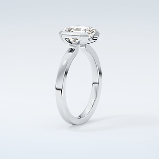 2.0 CT Asscher Cut Half Bezel Moissanite Engagement Ring 18